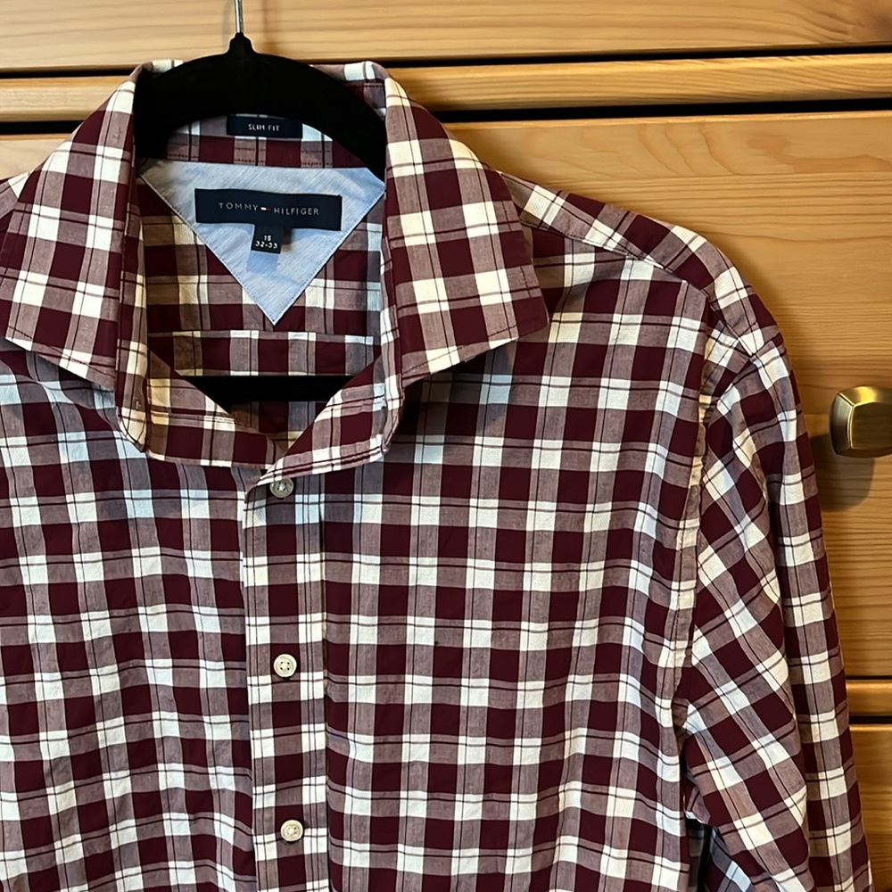 Tommy Hilfiger checkered shirt in maroon/purple